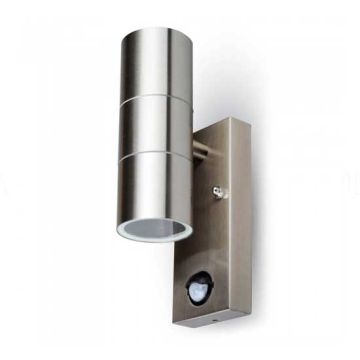 V-TAC VT-7622PIR Paroi Fitting avec PIR capteur 2xGU10 Corps en acier 2 Direction IP44 - SKU 7503