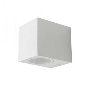 V-TAC VT-7651 sleek wall fitting GU10 square aluminium white 1 way IP44 – SKU 7539