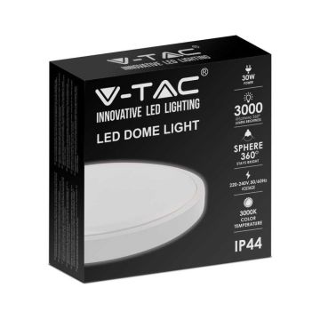 V-TAC VT-8630W-RD 30W led ceiling light IP44 round white 360° modern design 3000K - sku 7621