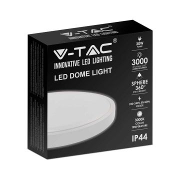 V-TAC VT-8630W-RD Plafonnier led 30W IP44 rond blanc 360° design moderne 3000K - sku 7621