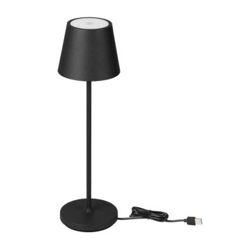 V-TAC VT-7522 2W LED table lamp Wireless Charging warm white 3000K with 4400mA battery touch Dimming and on/off black body Waterproof IP54 - SKU 7652