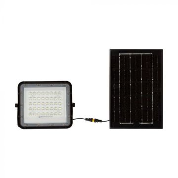 V-TAC VT-40W Spot led noir 6W avec panneau solaire et télécommande Projecteur LED avec batterie remplaçable 6400K Câble 3m - 7821