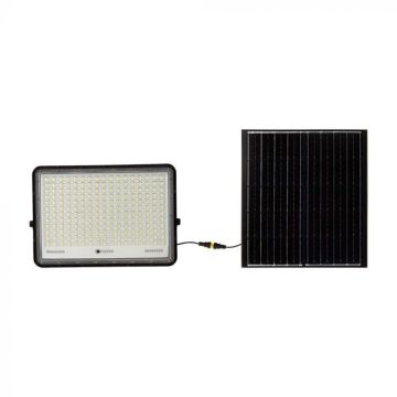 V-TAC VT-240W Black led spotlight with 30W solar panel and remote control LED Floodlight with replaceable battery 6400K 3m Cable - 7829