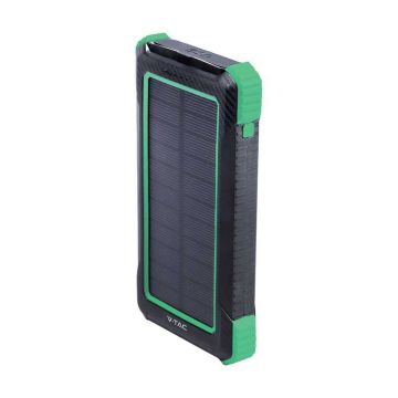 V-TAC VT-11111 Power Bank with photovoltaic panel portable charger 10.000mah with wireless charging 3 USB outputs 2A white - sku 7835