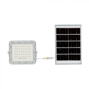 V-TAC VT-40W 6W weißer LED-Strahler mit Solarpanel und Fernbedienung LED-Flutlicht mit austauschbarer Batterie 6400K 3m Kabel - 7839