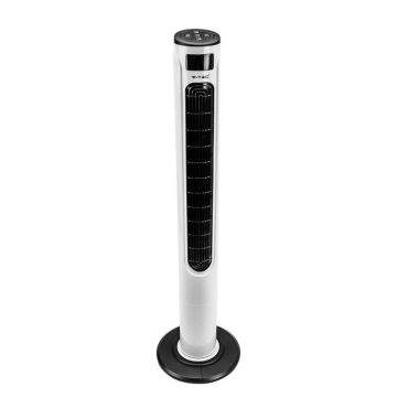 V-TAC VT-5547 55W LED Tower Fan 1160mm with temperature display and remote control ABS white body IP20 - sku 7902
