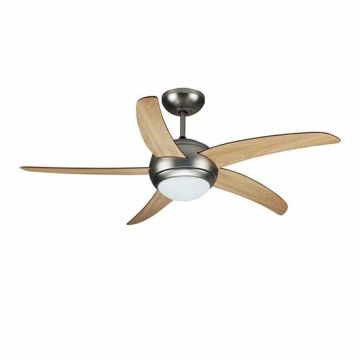 V-TAC VT-6053-5 LED ceiling fan 5 blades 132cm 60W with double E27 bulb holder and remote control - sku 7916
