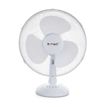 V-TAC VT-4012-3 Ventilatore da scrivania oscillante 40W 12" da tavolo 3 pale in plastica colore bianco IP20 - sku 7924