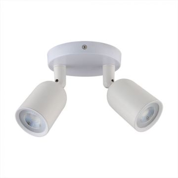 V-TAC VT-897 Adjustable Double Round Spotlight Holder Surface Mount for 2 GU10/GU5.3, White Body Aluminum Base - 7981