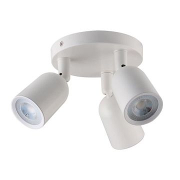 V-TAC VT-899 Spot double rond orientable en saillie pour 3 GU10/GU5.3, corps en aluminium blanc - 7982