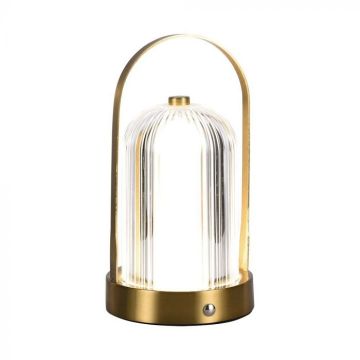 V-TAC VT-1057 LED Table Lamp 1W cct 3in1 antique style gold color rechargeable with USB C Touch Dimmable 12cm - 7989