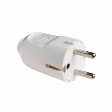 Plug french/german std. 2P+E 16A white demountable cable outlet positionable to the side 90° Fanton 80070