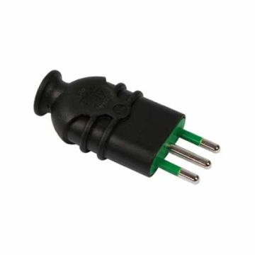 Plug italian std. 2P+E 10A HI-PRO black body Fanton 80101