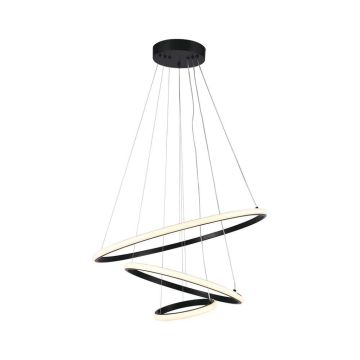 V-TAC VT-7816 Lustre suspension LED 3 cercles suspendus 32W en métal au Design Moderne 60*100cm Couleurs noir 3000K - 8017