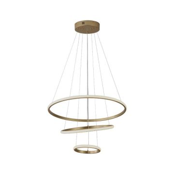 V-TAC VT-7816 Lampadario LED a sospensione 3 cerchi sospesi 32W in metallo dal Design Moderno 60*100cm Coloro oro 3000K - 8019