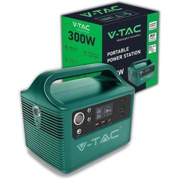 V-TAC tragbares Kraftwerk 300 W Batteriespeichergenerator Strom max. Leistung 600 W - Wiederaufladbar über 220 V / Solarpanel SKU 11441