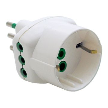 Adaptateur à trois voies plug italian std. 2P+E 10A 2 prises 2P+E 1 prise italienne/allemande std. 2P+E 16A Fanton 82210