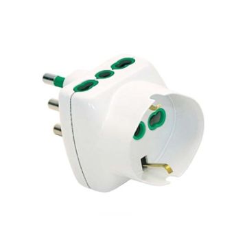 Adaptateur à trois voies fiche italienne std. 2P+E 16A 2 prises double taille 2P+E 1 prise double-taille/allemand 2P+E 16A Fanton 82240