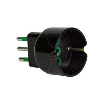Adaptor plug italian std. 2P+T 10A socket italian/german 10A black color Fanton 82601-E