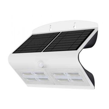 V-TAC VT-767-7 7W LED solar wall light for external IP65 + PIR sensor white color - SKU 8278
