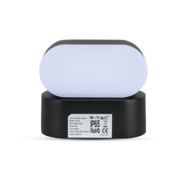 V-TAC VT-816 Lampada LED 6W da parete nero testa ruotabile wall light bianco caldo 3000K IP65 - SKU 8288