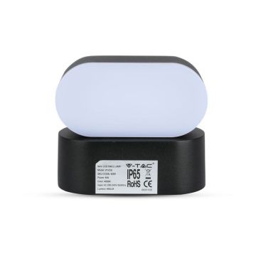 V-TAC VT-816 6W LED wall light warm white 3000K aluminium rotatable black body IP65 - SKU 8288