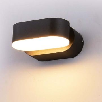 V-TAC VT-816 Lampada LED 5W da muro nero testa ruotabile wall light da parete bianco naturale 4000K IP65 - SKU 218289