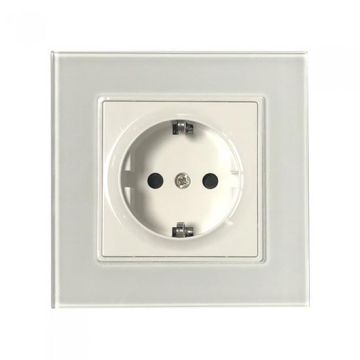 V-TAC VT-5711 16A 250V single EU sockets standard german plastic and glass white IP20 - sku 8379