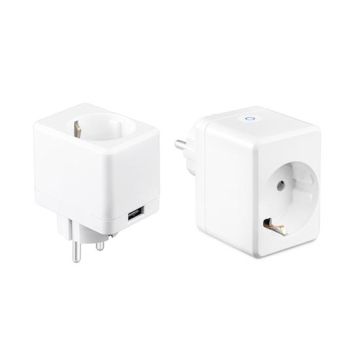 V-TAC Smart Home VT-5002 Wi-Fi Mini plug EU with USB port works with smartphone - sku 8416