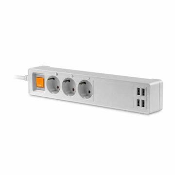 V-TAC Smart Home VT-5018 Wi-Fi Power Strip plug EU + USB ports works with smartphone - sku 8447