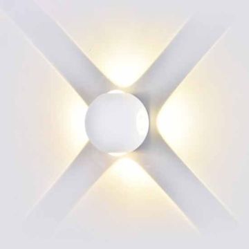 V-TAC VT-834 Applique murale led cob 4W blanc chaud 3000K corps aluminium rond blanc IP65 - SKU 8551