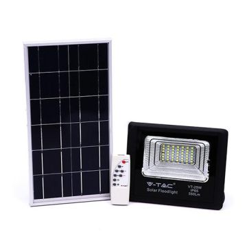 V-TAC VT-25W 25W LED Solar floodlight with IR remote control day white 4000K Black body IP65 - 8573