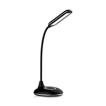 V-TAC VT-7505 4W Led table lamp with wireless charging and 3in1 colorchange dimmable black flexible body - SKU 8604