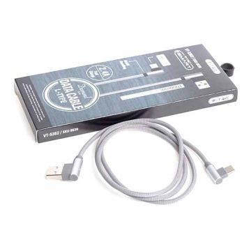 V-TAC VT-5362 1M Type-C USB 2.0 data cable Nylon Grey Diamond Series - sku 8639