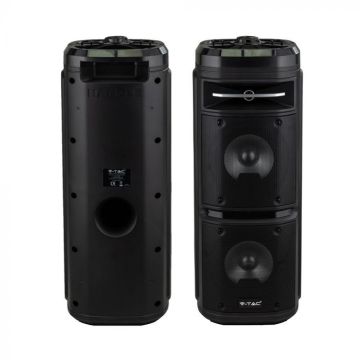 V-TAC VT-6207-2 Speaker portable battery-powered Bluetooth trolley speaker 30W 2*6.5&quot; USB input - microphone and remote control - sku 8680