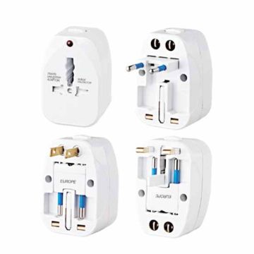 V-TAC Universal adapter travel color white standard US,UK,EU plug - sku 8705