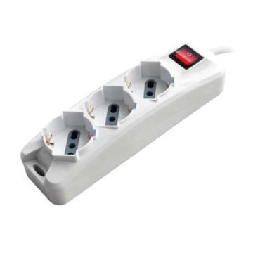 V-TAC Power Strip 3 Schuko Outlet 10/16A 3500W 1,5mt cable on/off light switch - sku 8710