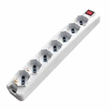 V-TAC Power Strip 7 Schuko Outlet 10/16A 3500W 1,5mt cable on/off light switch - sku 8714