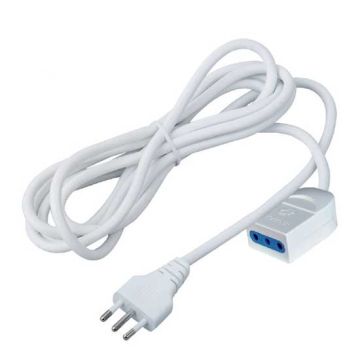 V-TAC power extension cord indoor Italian standard with 10A 2P+T plug and socket cable white 5m - sku 8730