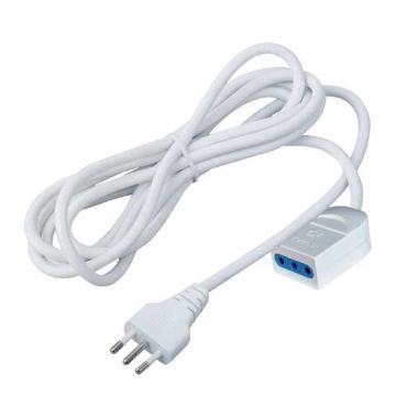 V-TAC power extension cord indoor Italian standard with 16A 2P+T plug and socket cable white 3m - sku 8731