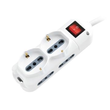 V-TAC Power Strip outlet 2 Schuko 10/16A + 4 plugs 10/16A Italian standard on/off light switch - sku 8734
