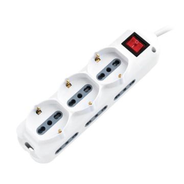 V-TAC Power Strip outlet 3 Schuko 10/16A + 6 plugs 10/16A Italian standard on/off light switch - sku 8735