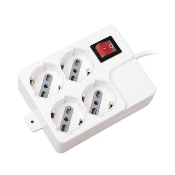V-TAC Power Strip 4 Schuko Outlet 10/16A 3500W 1,5mt cable on/off switch Overload Protector - sku 8748
