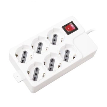 V-TAC Power Strip 6 Schuko Outlet 10/16A 3500W 1,5mt cable on/off switch Overload Protector - sku 8749