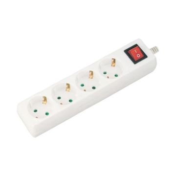 V-TAC VT-1114-2 Power Strip 4 Schuko Outlet 16A EU standard 3680W 1,5mt cable on/off light switch - sku 8764