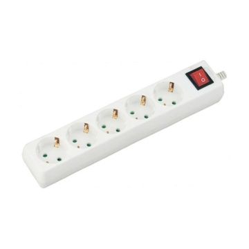 V-TAC VT-1115 Power Strip 5 Schuko Outlet 16A EU standard 3680W 1,5mt cable on/off light switch - sku 8766