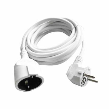 V-TAC VT-3001-5 power extension cord indoor schuko 16A EU standard cable white 5m - sku 8779