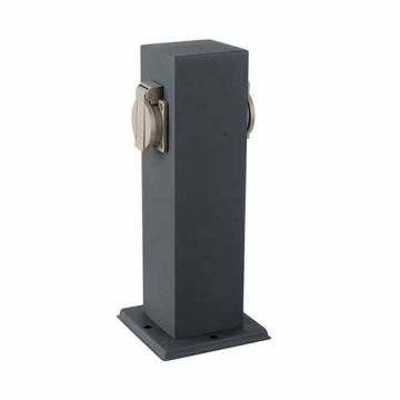 V-TAC VT-1155-2 2 Ways Garden outdoor socket 16A EU standard stainless steel dark grey body IP44 - SKU 8820