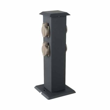 V-TAC VT-1155-4 4 Ways Garden outdoor socket 16A EU standard stainless steel dark grey body IP44 - SKU 8821