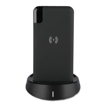 V-TAC VT-3509 Power Bank 8.000mAh Wireless charger with Digital display and stand black body - sku 8863
